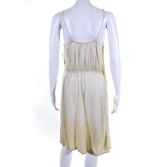 Ellelauri Womens Scoop neck Ruffle Trim Metallic Sundress Gold Size S - Picture 3 of 10